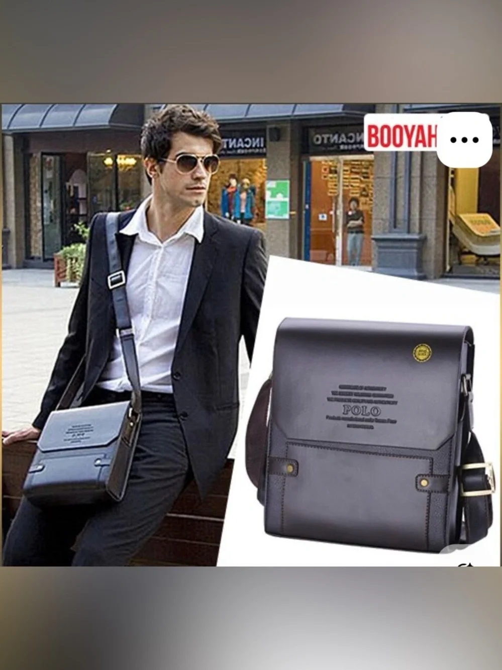 Polo International Leather Satchel Messenger Bag - Brown Crossbody